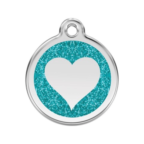 ID Tag z grawerem Heart Glitter - aqua