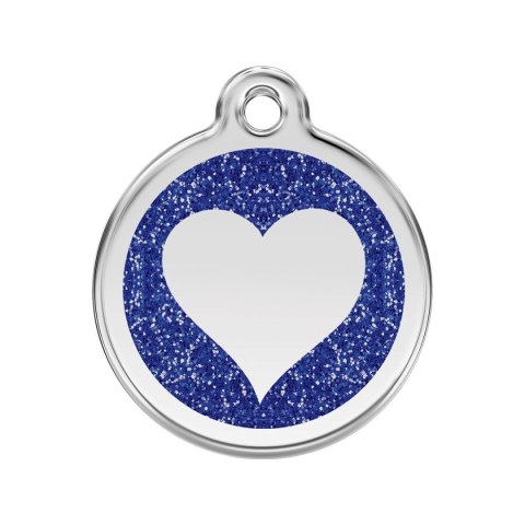 ID Tag z grawerem Heart Glitter - granatowy