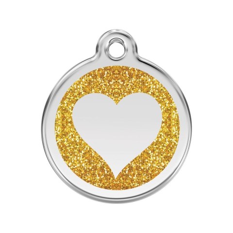 ID Tag z grawerem Heart Glitter - złoty