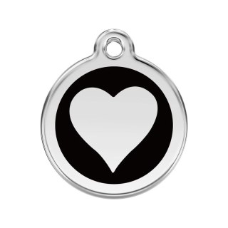 ID Tag z grawerem Heart - czarny