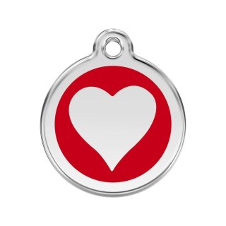 ID Tag z grawerem Heart - czerwony