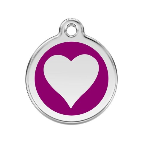 ID Tag z grawerem Heart - fioletowy