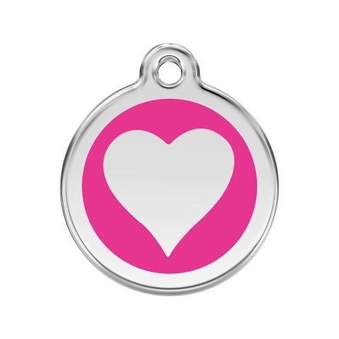ID Tag z grawerem Heart - hot pink