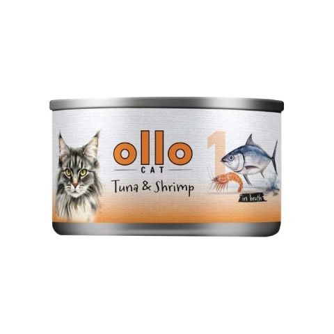 Ollo Cat - nr 1 Tuńczyk i Krewetki 70g - Karma mokra dla kota w bulionie