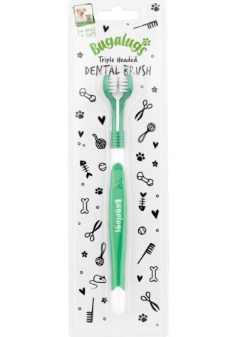 Bugalugs Triple Headed Dental Brush - trójstronna szczoteczka do zębów psa i kota