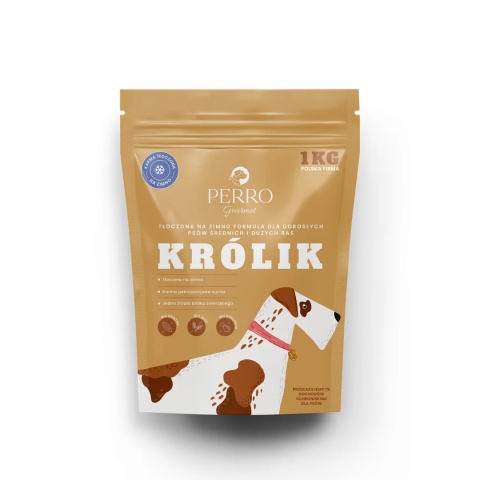Karma tłoczona na zimno PERRO Gourmet Królik – formuła dla psów dorosłych średnich i dużych ras 1kg