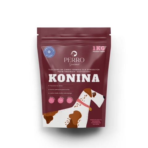 Karma tłoczona na zimno PERRO Gourmet Konina – formuła dla psów dorosłych średnich i dużych ras 1kg
