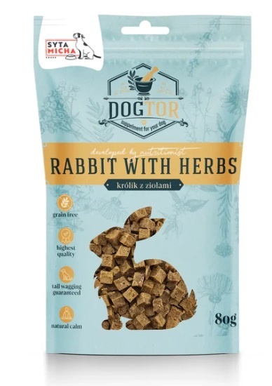 Dogtor Uspokajające przysmaki dla psa królik z ziołami 80g