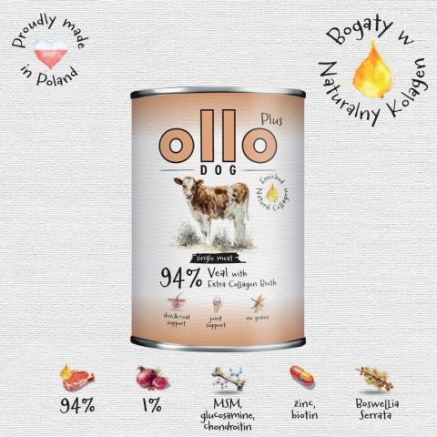Ollo Plus Kolagen Cielęcina 800g- Karma mokra dla psa