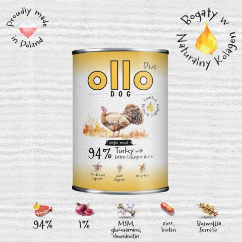 Ollo Plus Kolagen Indyk 800g- Karma mokra dla psa