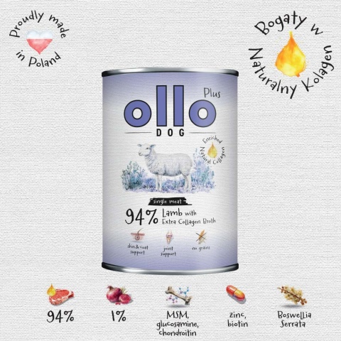 Ollo Plus Kolagen Jagnięcina 800g- Karma mokra dla psa
