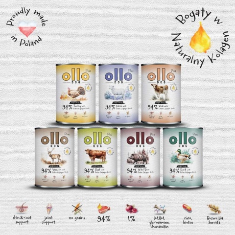 Ollo Plus Kolagen Jeleń 400g - Karma mokra dla psa