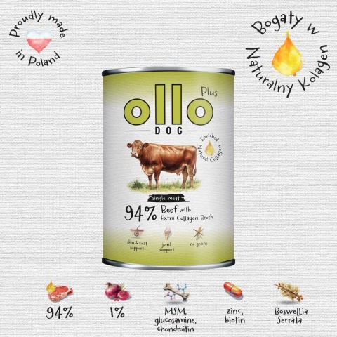 Ollo Plus Kolagen Wołowina 800g- Karma mokra dla psa