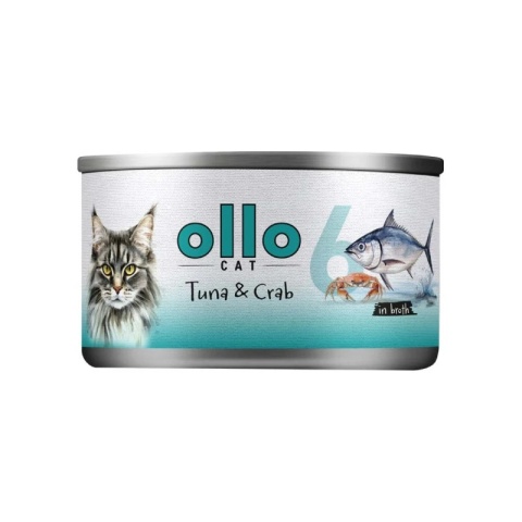 Ollo Cat nr 6 Tuńczyk Krab 70 g Karma mokra dla kota w bulionie