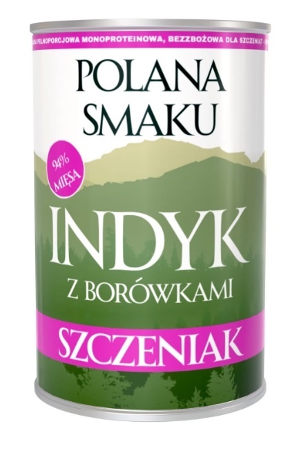 Polana Smaku dla szczeniąt - Indyk z borówkami 400g