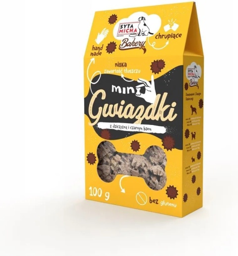 Syta Micha Ciastka dla psa Mini gwiazdki z dziczyzną i czarnym bzem 100g