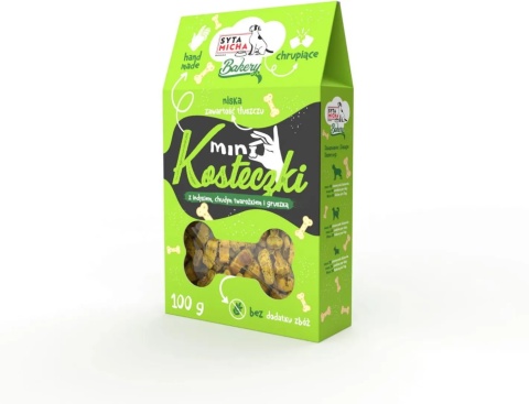 Syta Micha Ciastka dla psa Mini kosteczki z indykiem i chudym twarożkiem 100g