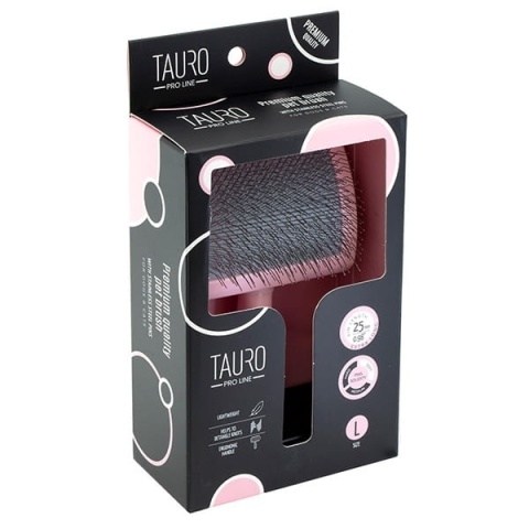 TAURO Szczotka z plastikowym trzonkiem, miękkie piny stal nierdzewna 25 mm, różowa 17.5x10.6x6.2 cm