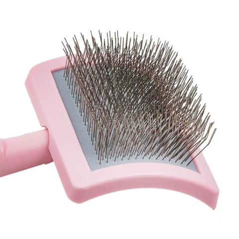 TAURO Szczotka z plastikowym trzonkiem, miękkie piny stal nierdzewna 25 mm, różowa 17.5x10.6x6.2 cm
