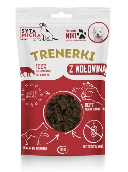 Trenerki z wołowiną dla psa 80g